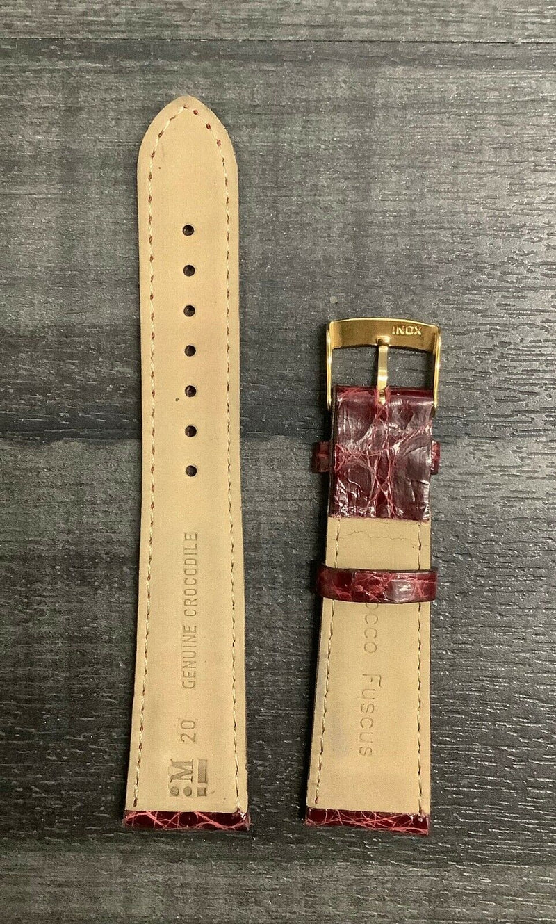 Burgundy Padded Crocodile Leather Watch Strap - $500 APR VALUE w/ CoA! ✓ APR 57