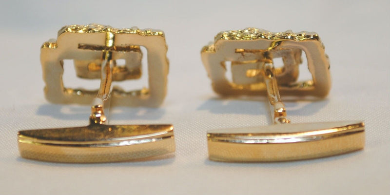 ILIAS LALAOUNIS  Vintage 1960s Textured Greek Key Cuff Links in 18K Yellow Gold - $10K VALUE APR 57
