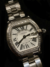 CARTIER Roadster 18K White Gold Ladies Wristwatch w/ approx. 82 Diamonds! - $80K APR w/ CoA! ✓ APR 57