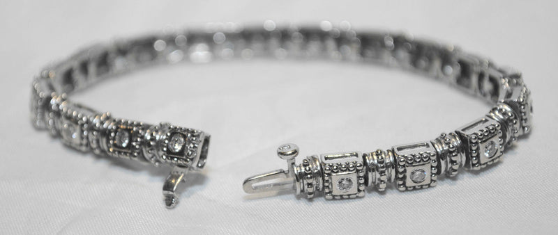 BEAUTIFUL Geometric Solid White Gold Tennis Bracelet with 1.75 Carats of Diamonds - $12K VALUE APR 57