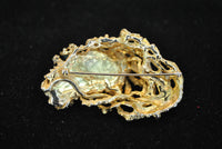 Very Unique Solid 14K Yellow Gold Brooch/Pendant with Diamonds and Raw Emeralds - $75K VALUE} APR 57