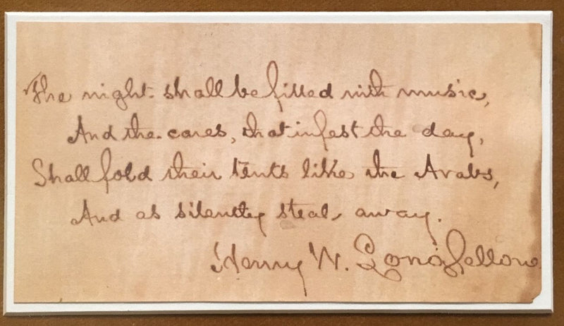 HENRY LONGFELLOW Original Handwritten Poem Signed with Picture - $20K VALUE APR 57