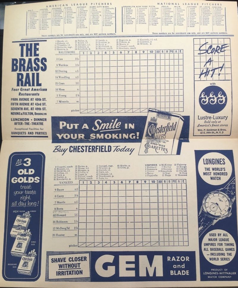 NEW YORK YANKEES Original 1955 Official Program and Score Card - $800 VALUE APR 57