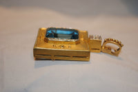 1960s Vintage Blue Topaz & Diamond Pendant/Brooch in 22K Yellow Gold - $30K VALUE APR 57
