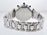 CARTIER Pasha De Cartier Stainless Steel Chronograph w/ Special Blue Dial - $20K Appraisal Value! ✓ APR 57