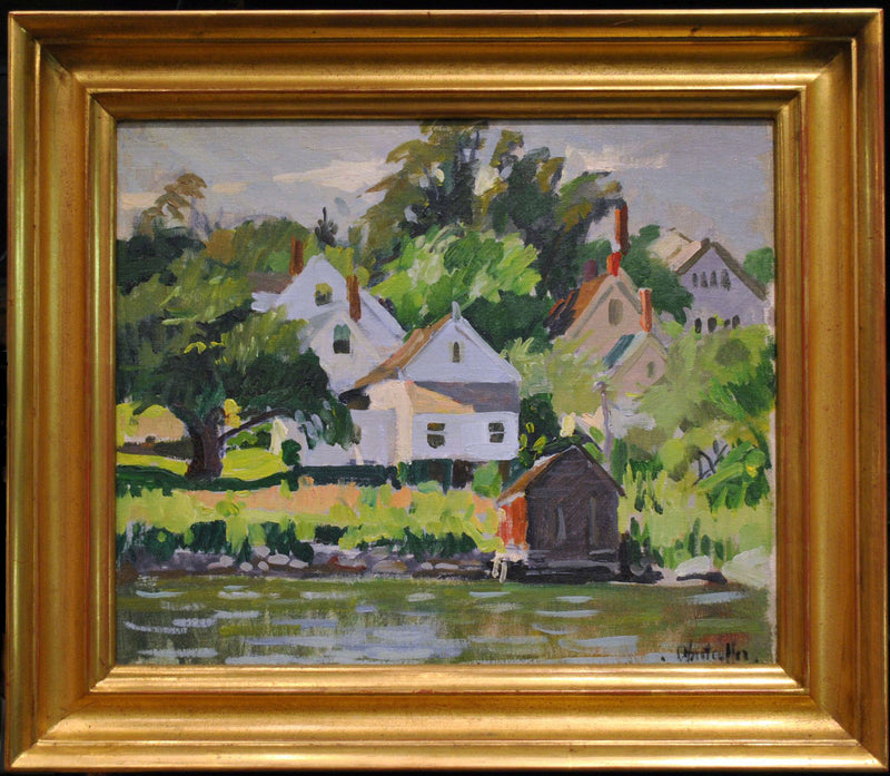 George Oberteuffer, 'Boat House, Boothbay Harbor,' Signed Oil Painting, c.1930s - Appraisal Value: $40K * APR 57