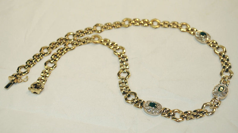 1960s Vintage Emerald & Diamond Necklace in Solid 14K Yellow & White Gold - $20K VALUE APR 57