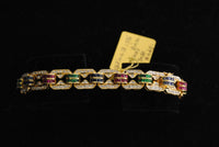 Contemporary Ruby, Sapphire, & Emerald Bracelet with Diamonds in 18K Yellow Gold - $30K VALUE APR 57