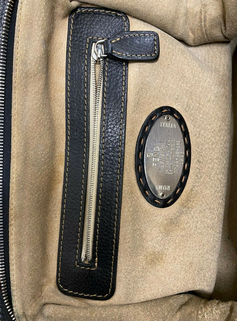 FENDI Vintage Black Selleria Handbag w/ Accent Stitching