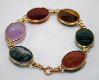 1950s Vintage Classic Scarab Bracelet with Multiple Gemstones in Solid 14K Yellow Gold - $6K VALUE APR 57