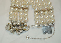 1950s Vintage Four Strand Saltwater 9 mm Pearl Bracelet with Diamonds - $25K VALUE APR 57