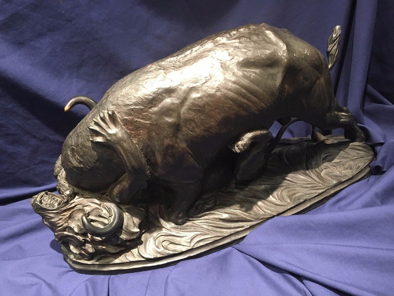 ROBERT GLEN "Buffalo Killing Lion", Limited Edition Bronze Sculpture, 1984, Signed - $30K VALUE* APR 57