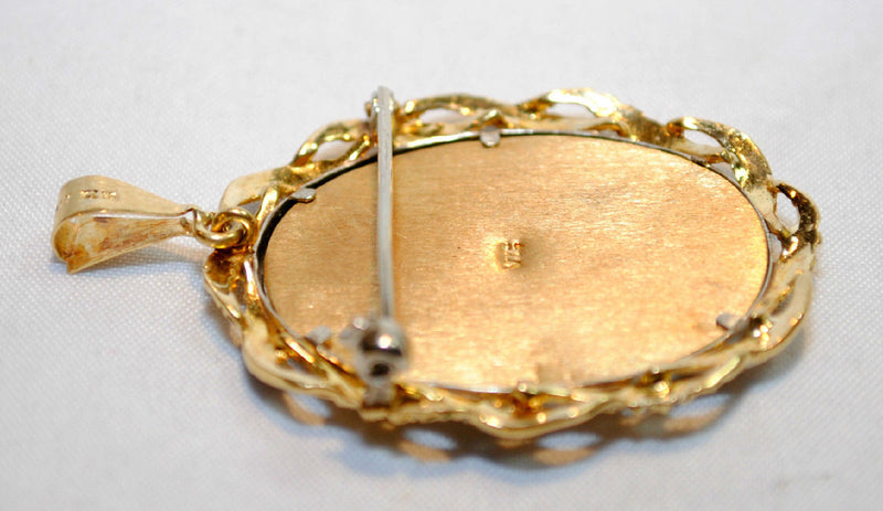 1940s Hand Painted Miniature of a Woman Brooch/Pendant in 18K Yellow Gold - $15K VALUE APR 57