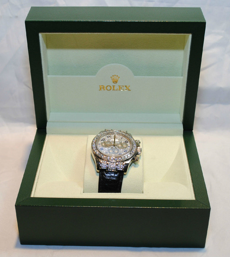 ROLEX Daytona Men's Chronograph 18K White Gold Watch w/ 300 Diamonds! - $200K VALUE APR 57