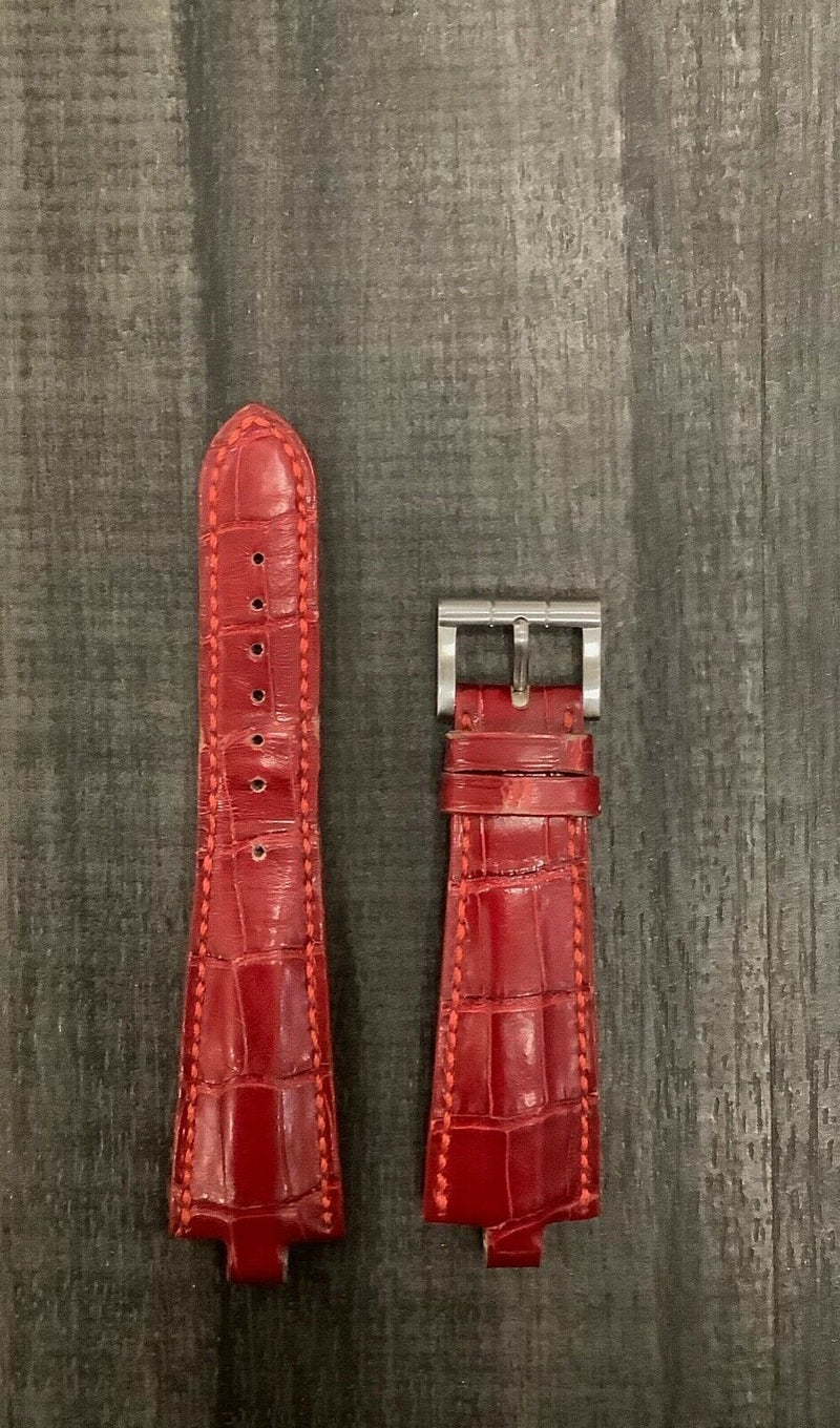 BVLGARI Diagono Red Padded Crocodile Leather Watch Strap - $800 APR VALUE w/ CoA! ✓ APR 57
