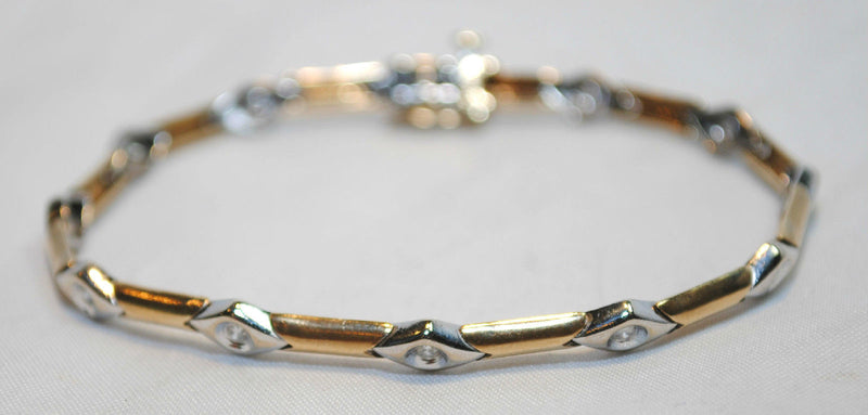 Contemporary Two Tone Bracelet in 14K Yellow & White Gold with Diamonds - $10K VALUE APR 57