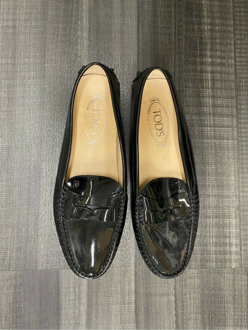 TODS Gommino Black Patent Leather Driving Loafers