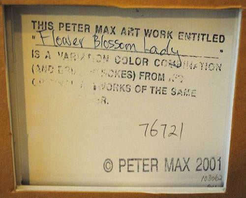 Peter Max, "Flower Blossom Lady", Mixed Media, 2001, Signed - Original Artwork - Appraisal Value: $15K* APR 57