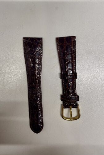 DeBeer Dark Brown Crocodile Padded Stitched GT Buckle Watch Strap $700 APR w COA APR 57