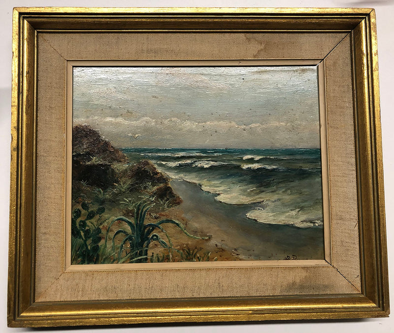 Mid-20th C. Oil Painting 'Seashore,' Framed - $5K Appraisal Value w/CoA @* APR 57