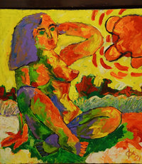 OLEG KUFAYEV "NUDE IN YELLOW SKY" Acrylic on Canvas - $4K Appraisal Value! APR 57