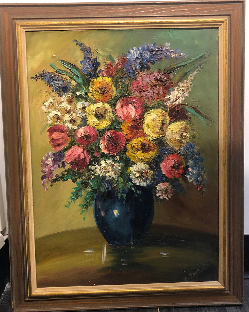 Original Floral Bouquet In Vase Oil Painting