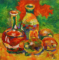 OLEG KUFAYEV "Still Life of Vases" Acrylic on Linen - $900 Appraisal Value! APR 57